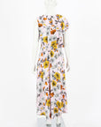 Maje Floral Crepe Ruffle Midi Dress Size 3