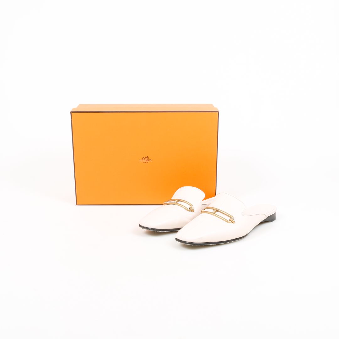 Hermes &#39;Esmee&#39; Leather Mules Size 37