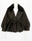 Scanlan Theodore Fur Collar Wool Cape Size O/S