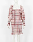 Ganni Shirred Checked Mini Dress Size 38 | AU 10