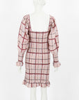 Ganni Shirred Checked Mini Dress Size 38 | AU 10