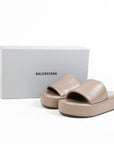 Balenciaga 'Rise' Leather Platform Slides Size 39