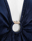 Camilla 'Solid Navy' Short Kaftan With Hardware Size O/S