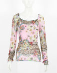 Roberto Cavalli Mesh Print Long Sleeve Top Size IT 44 | AU 12