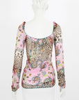 Roberto Cavalli Mesh Print Long Sleeve Top Size IT 44 | AU 12