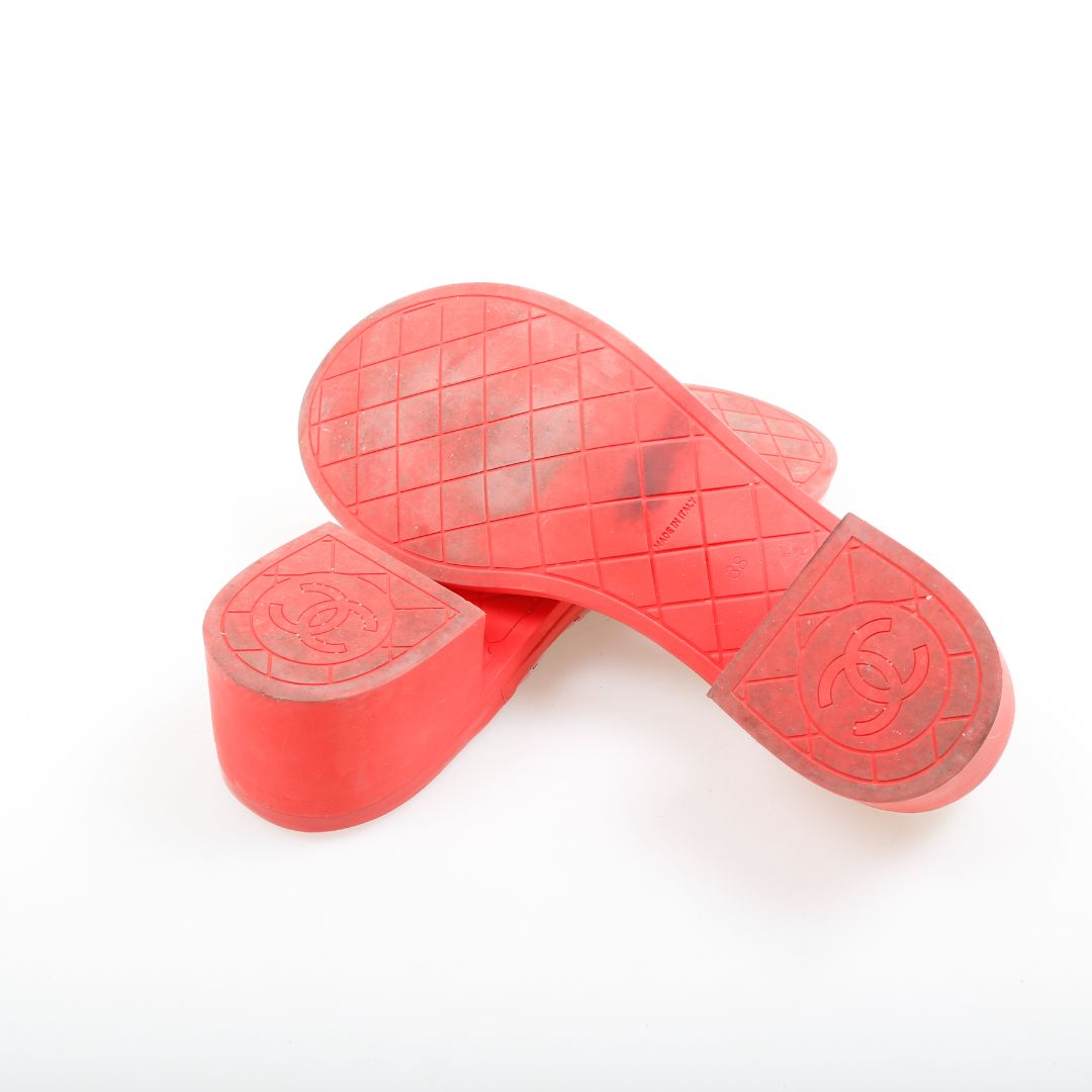 Chanel CC Thong Sandals Size 38