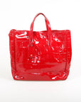 Yves Saint Rive Gauche Laurent Croc Embossed Patent Leather Tote
