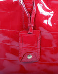 Yves Saint Rive Gauche Laurent Croc Embossed Patent Leather Tote