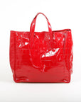 Yves Saint Rive Gauche Laurent Croc Embossed Patent Leather Tote