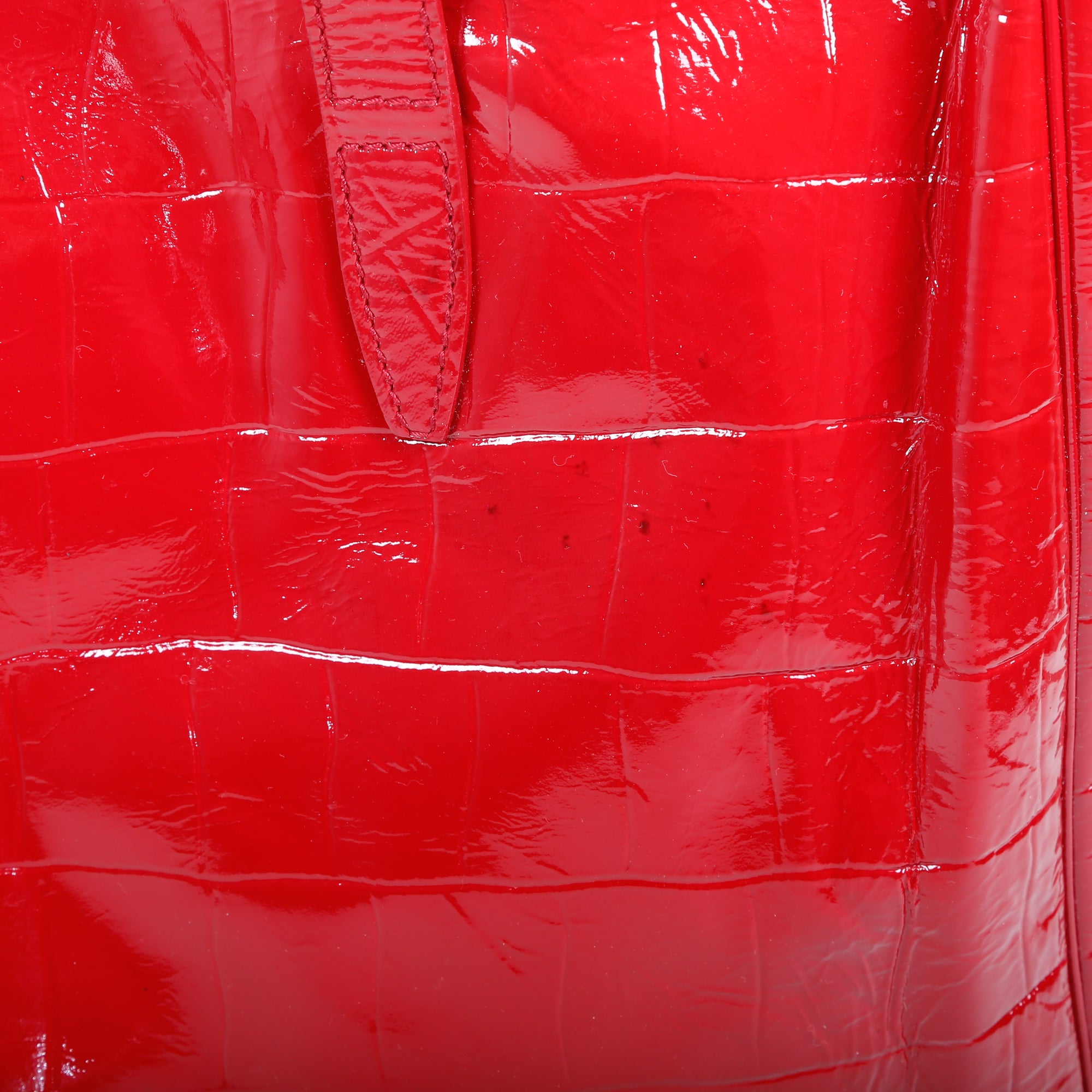 Yves Saint Rive Gauche Laurent Croc Embossed Patent Leather Tote