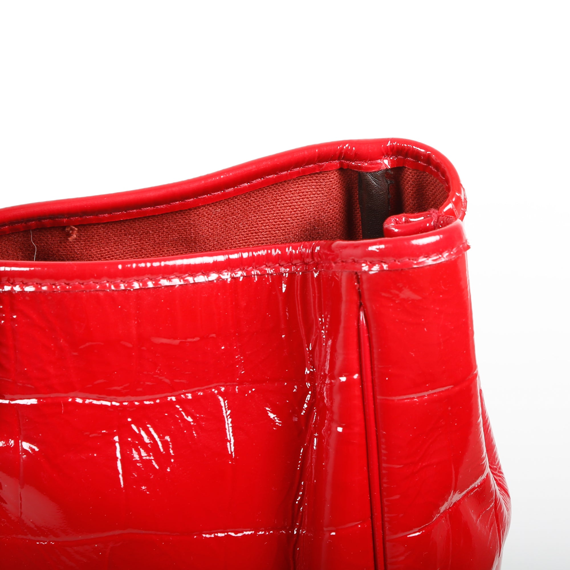 Yves Saint Rive Gauche Laurent Croc Embossed Patent Leather Tote