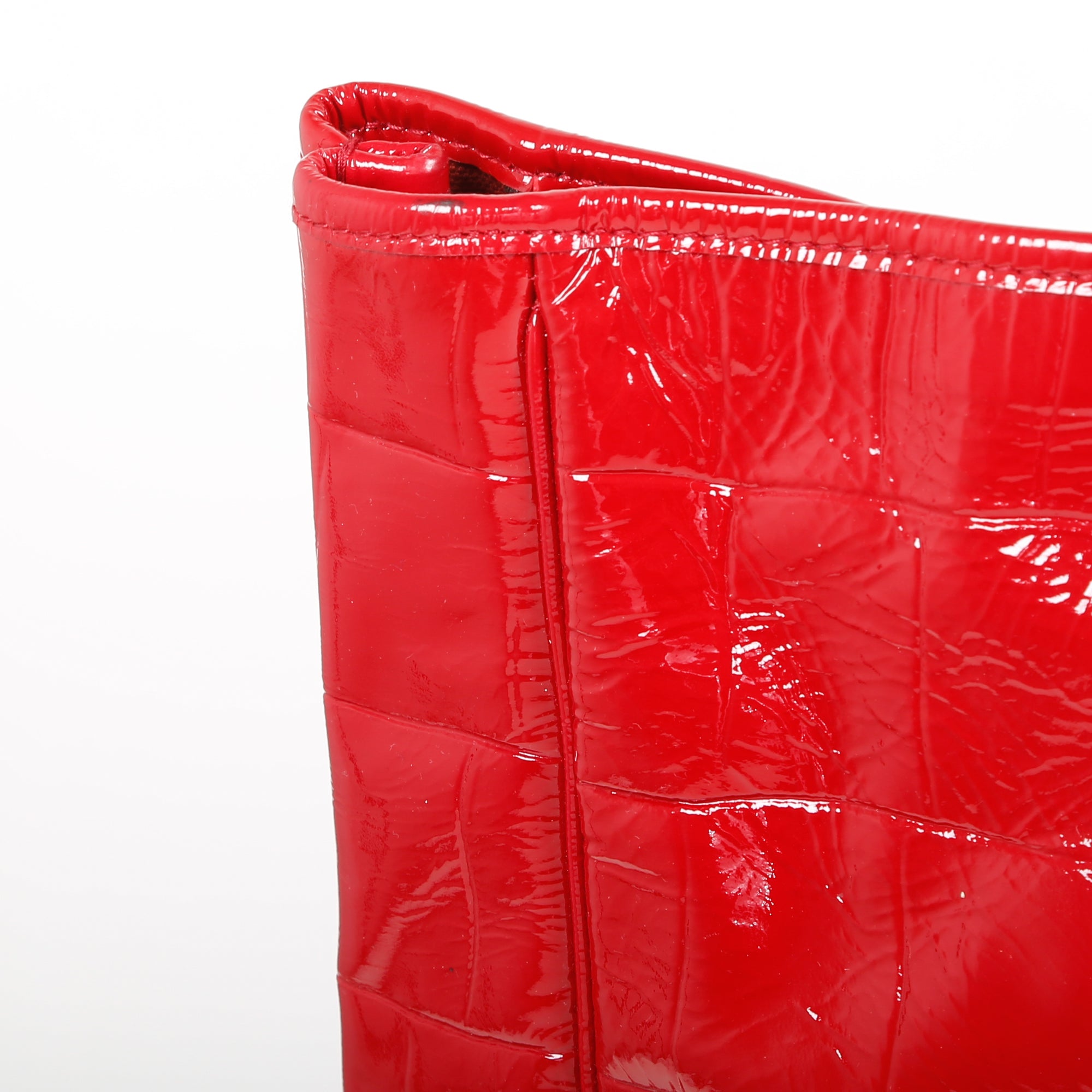 Yves Saint Rive Gauche Laurent Croc Embossed Patent Leather Tote