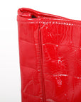 Yves Saint Rive Gauche Laurent Croc Embossed Patent Leather Tote