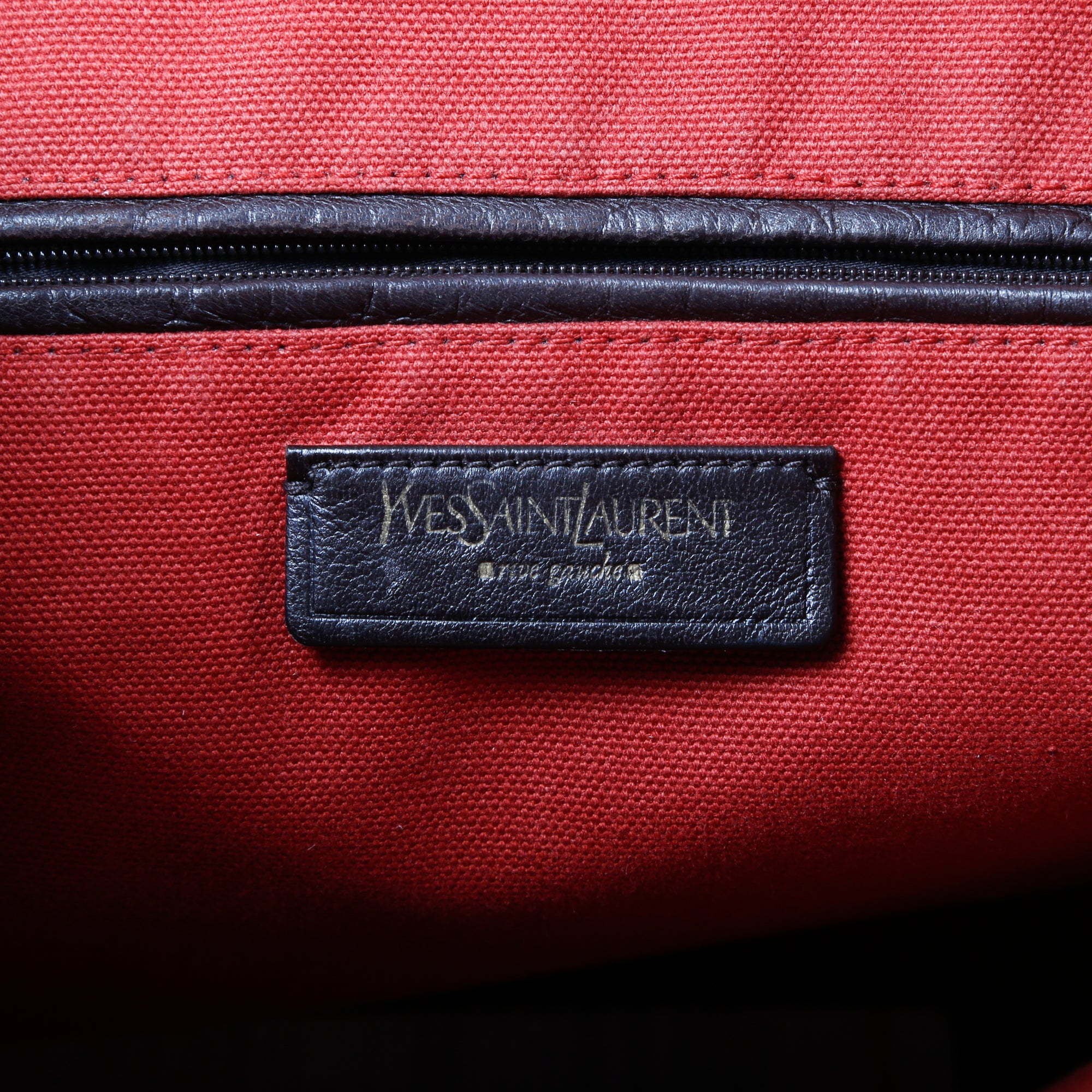 Yves Saint Rive Gauche Laurent Croc Embossed Patent Leather Tote