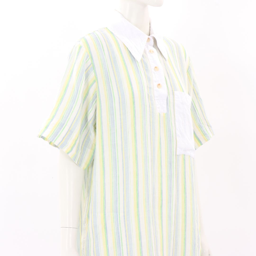 Lee Mathews Linen Striped Shirt Dress Size 4