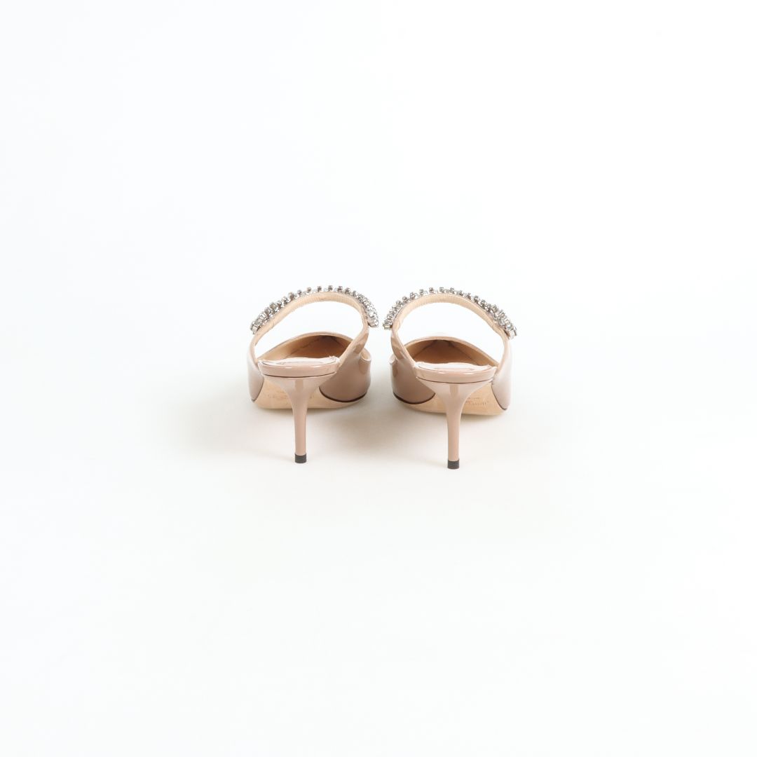 Jimmy Choo Patent Leather Crystal Strap Mules Size 38.5