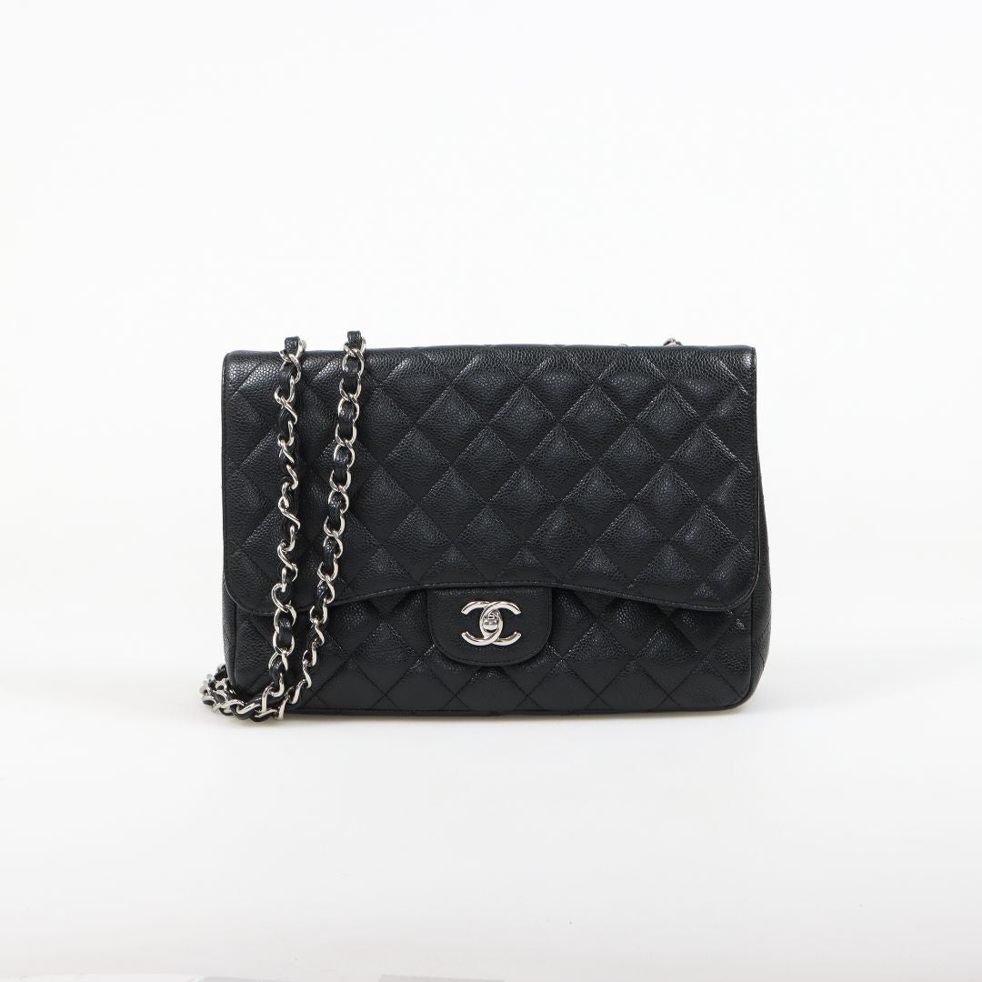 Chanel Caviar Leather Classic Flap Bag Size Jumbo
