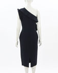 Scanlan Theodore Crepe Knit One Shoulder Ruffle Dress Size Large