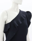 Scanlan Theodore Crepe Knit One Shoulder Ruffle Dress Size Large