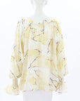 Aje Silk/Linen Floral Blouse Size O/S