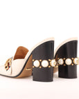 Gucci Peyton GG Pearl Studded Mules Size 39.5