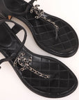 Chanel CC Logo Chain Link Thong Sandals Size 38