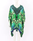 Camilla Hooded Silk Print Kaftan Dress O/S