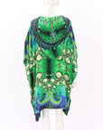 Camilla Hooded Silk Print Kaftan Dress O/S