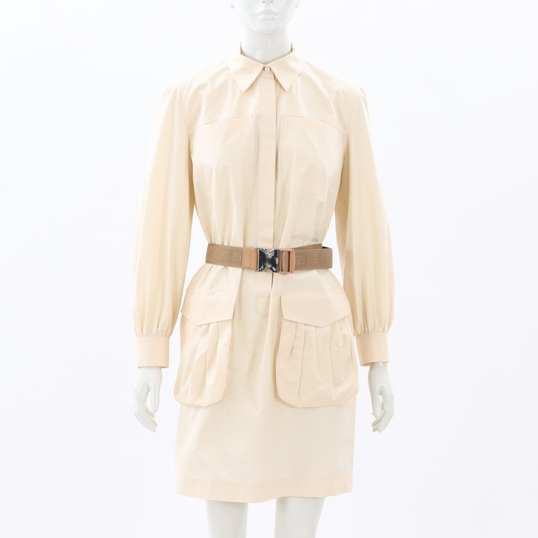Fendi Belted Cotton Poplin Mini Dress Size IT 40 | AU 8