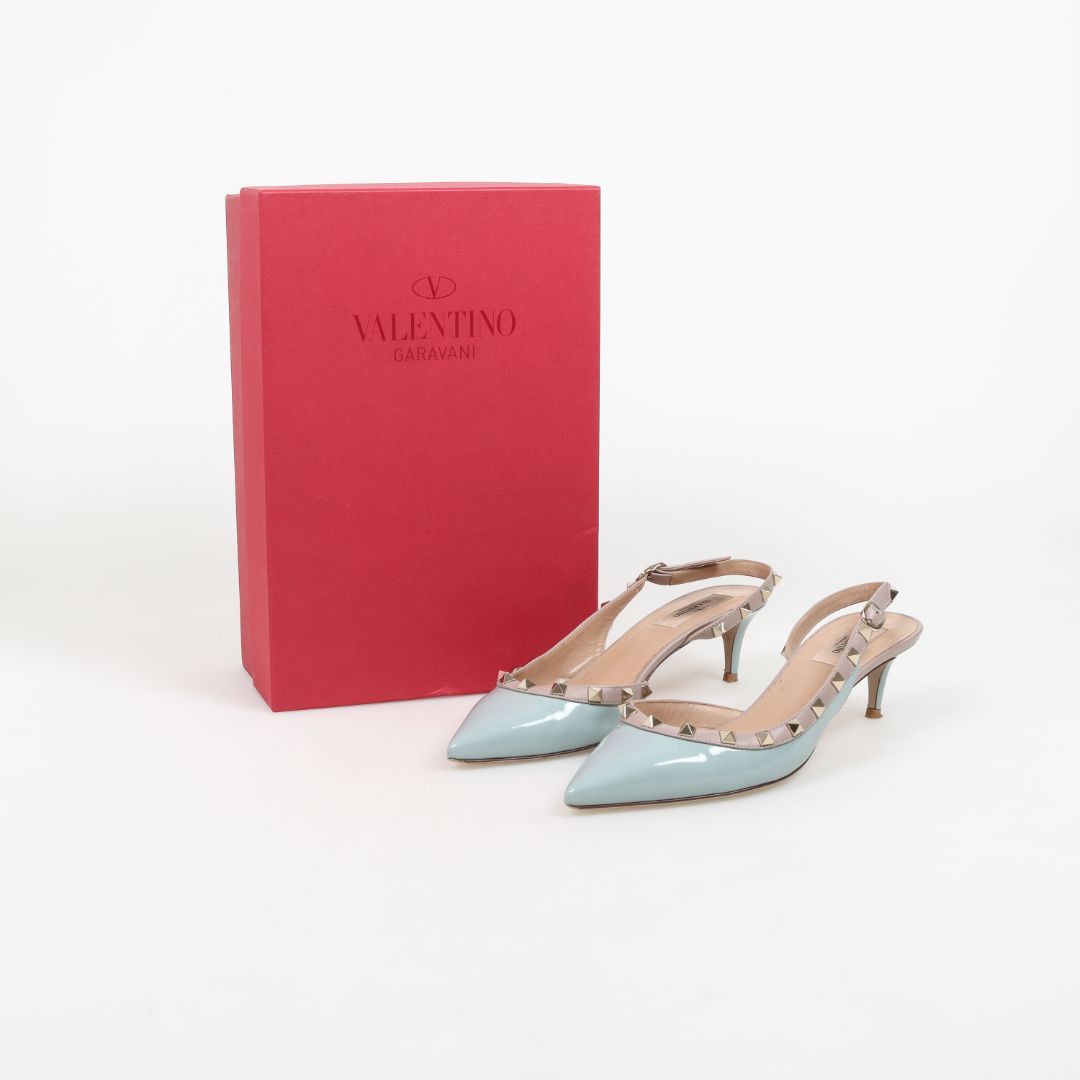 Valentino Patent Rockstud Slingback Heels Size 39