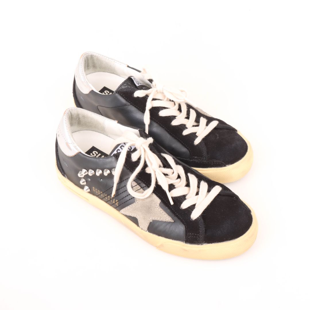 Golden Goose Superstar Sneakers with Silver Eyelets Size 35