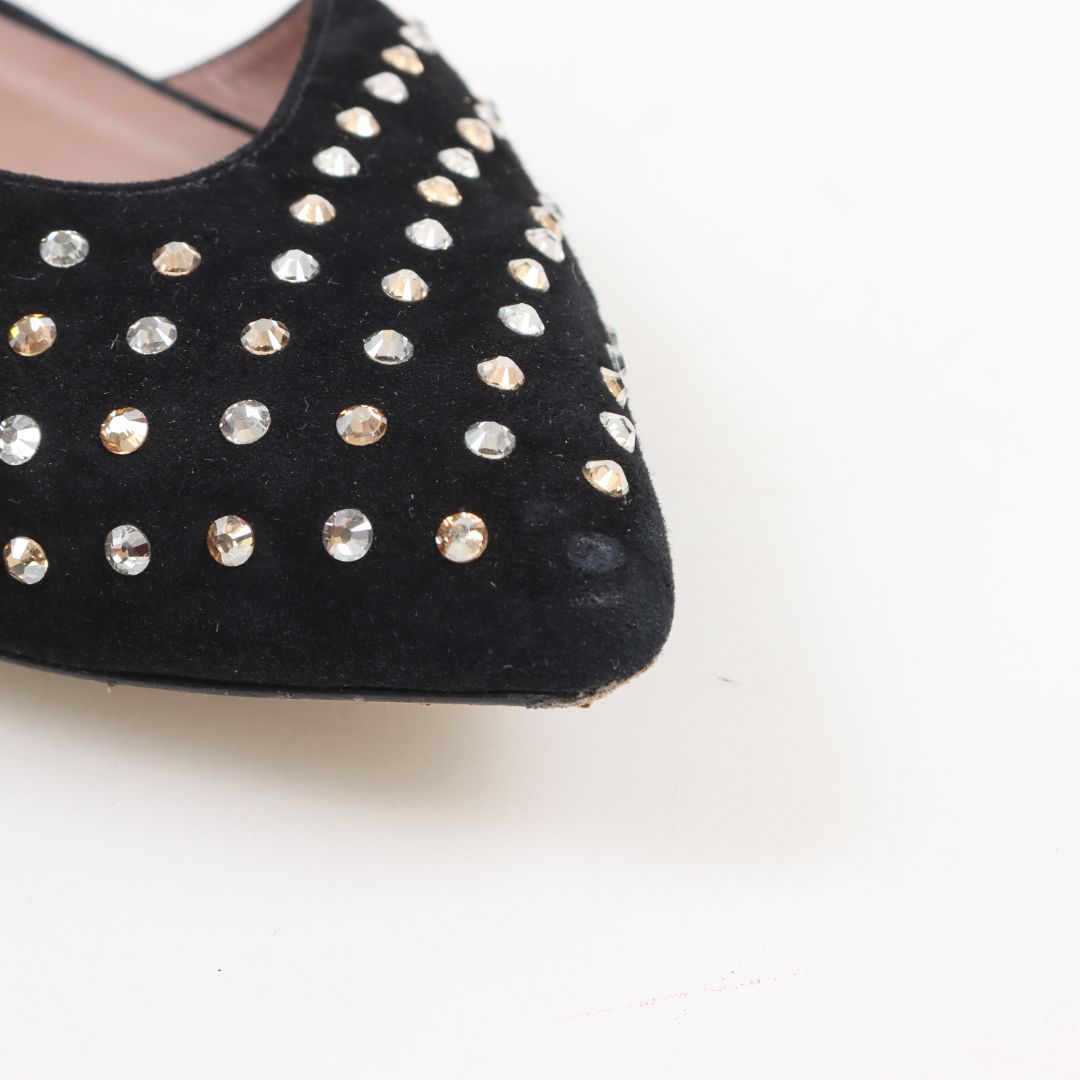 Tabitha Simmons &#39;Vera&#39; Suede Crystal Flats Size 36