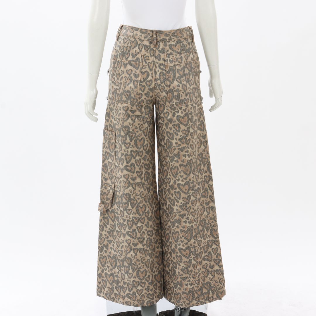 Area Leopard Slit Denim Pants Size US 2 | AU 6