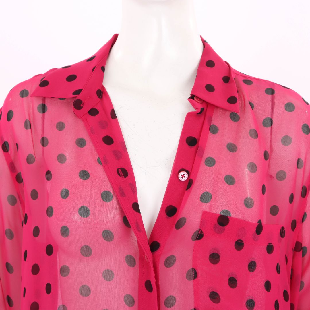 Equipment Silk Polka Dot Shirt Size Medium