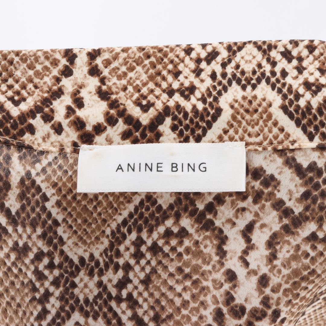 Anine Bing &#39;Lilah&#39; Silk Snake Print Blouse Size Large