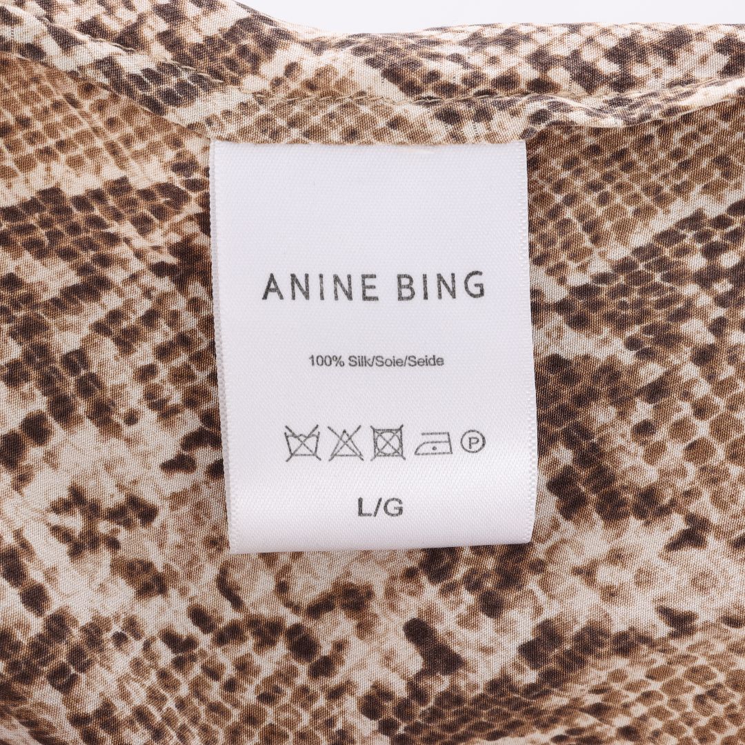 Anine Bing &#39;Lilah&#39; Silk Snake Print Blouse Size Large