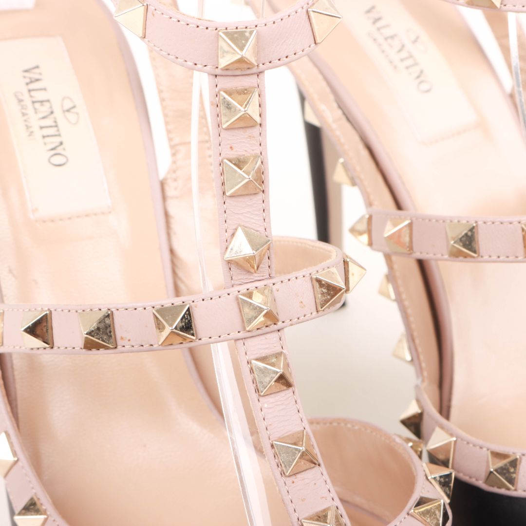 Valentino Leather Rockstud Caged Heels Size 39.5