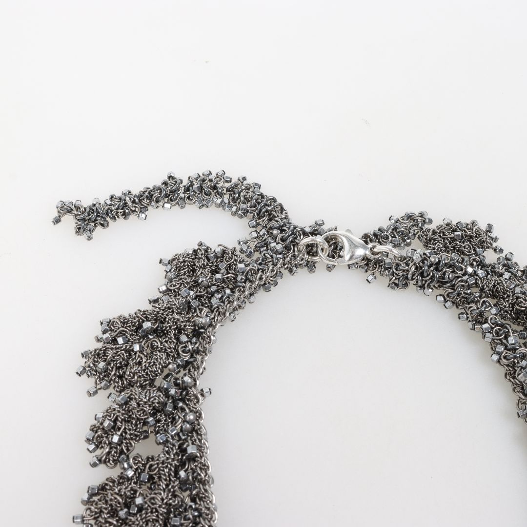 Jean Francois Mimilla COL 137 Multi Steel Fringed Chain Necklace