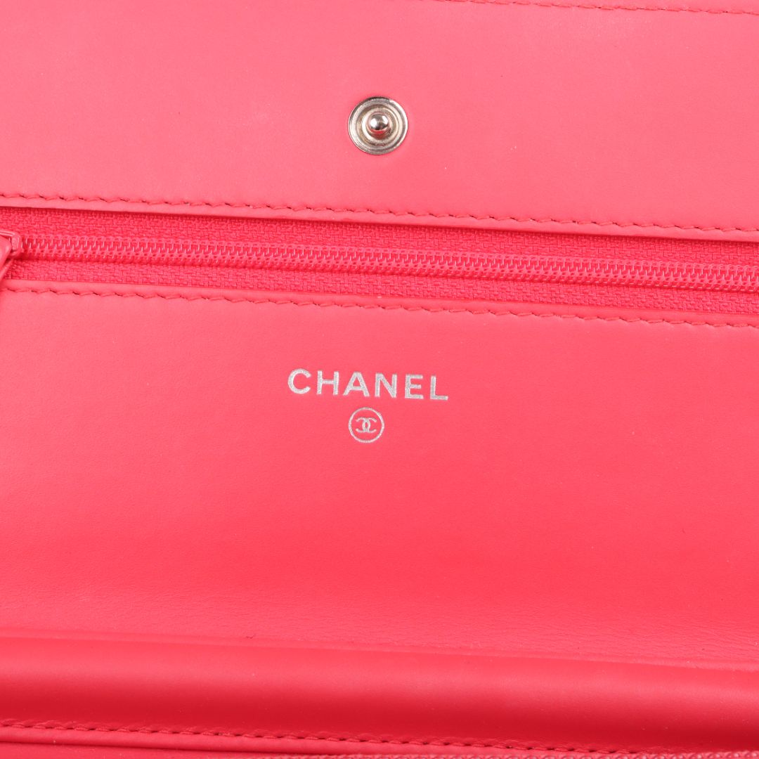 Chanel Patent Quilted Leather Wallet On Chain