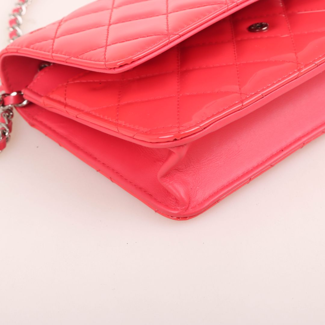 Chanel Patent Quilted Leather Wallet On Chain
