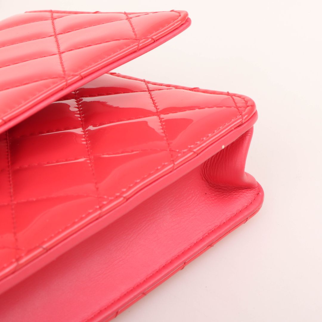 Chanel Patent Quilted Leather Wallet On Chain