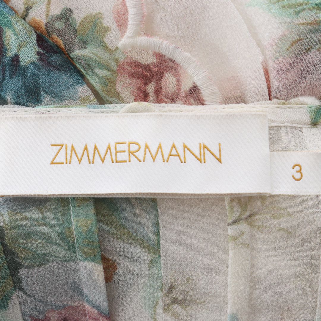 Zimmermann &#39;Wavelength&#39; Silk Floral Midi Dress Size 3
