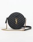 Saint Laurent Vinyle Round Leather Crossbody Bag