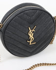 Saint Laurent Vinyle Round Leather Crossbody Bag