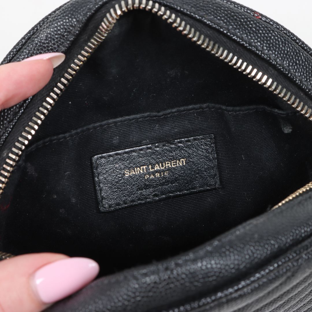 Saint Laurent Vinyle Round Leather Crossbody Bag