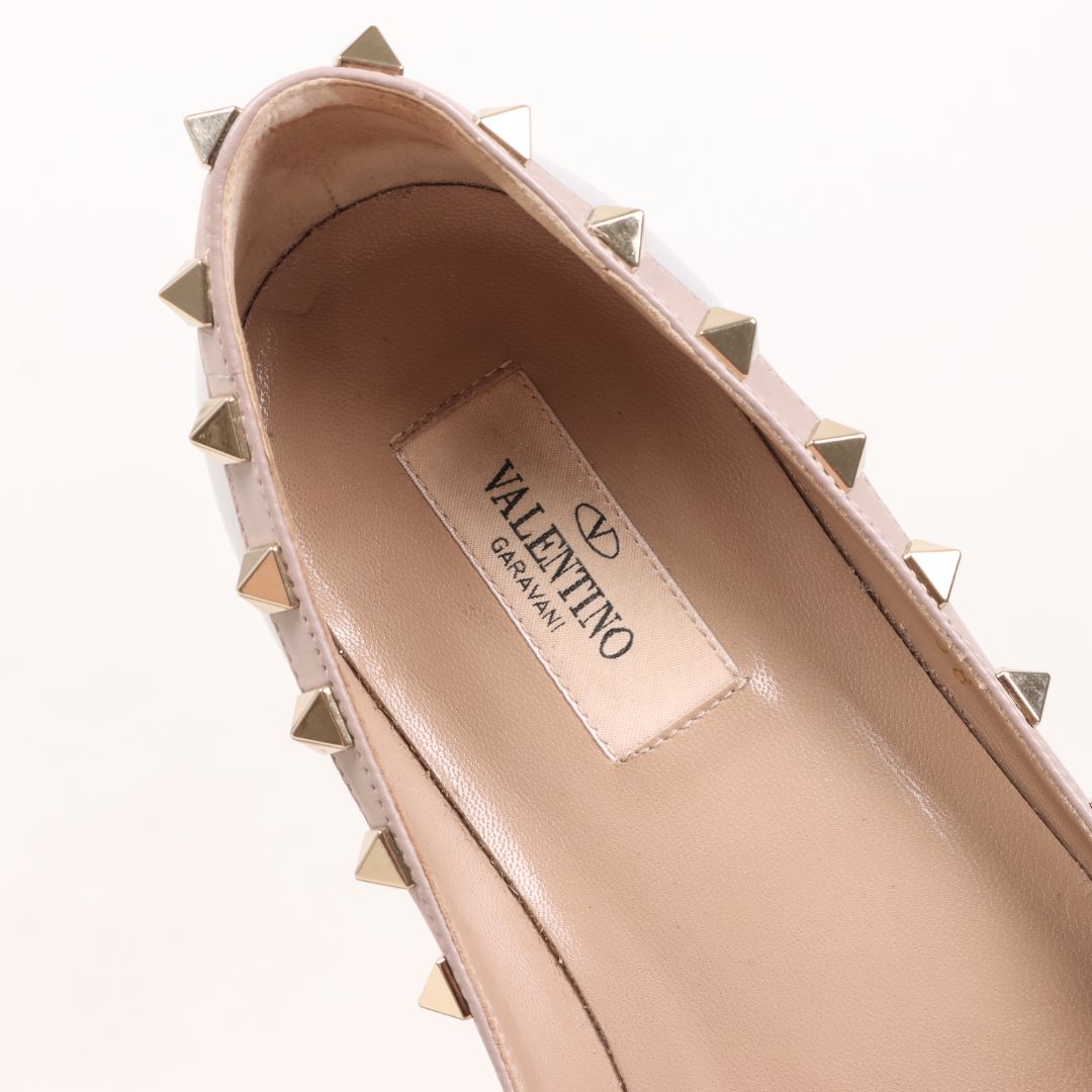 Valentino Patent Leather Rockstud Pointed Flats Size 38