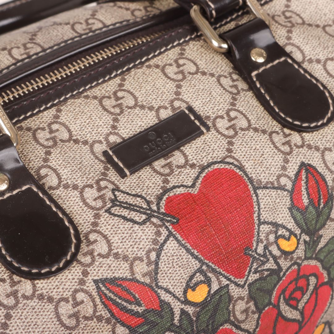 Gucci GG Supreme Tattoo Heart Joy Boston Bag
