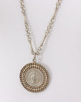 Virgins Saints & Angels Plated Bronze and Crystal Medallion Necklace