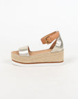 See By Chloe Metallic 'Glyn' Platform Espadrilles Size 39