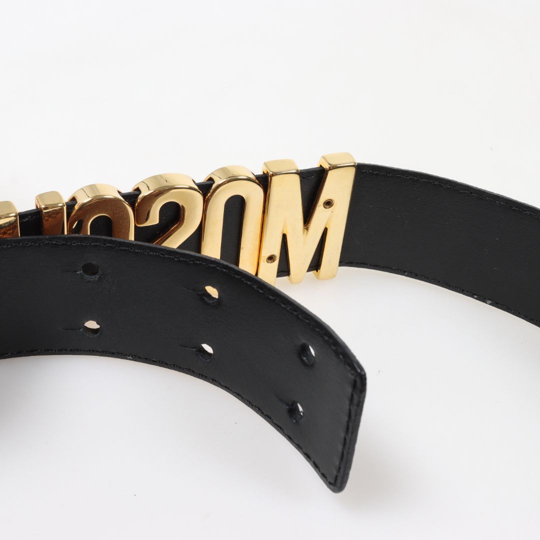 Moschino Leather Logo Belt Size 38